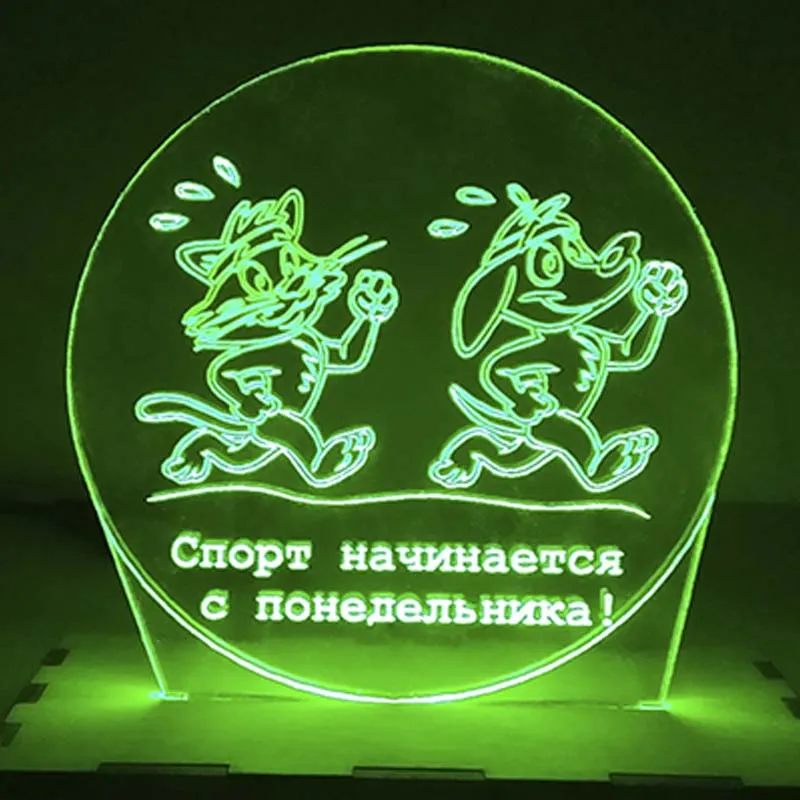 n-079 Спорт с понедельника-3D USB светодиодный Эко-светильник-ночник, ручной, настольный ночник, домашний декор - Испускаемый цвет: Зеленый