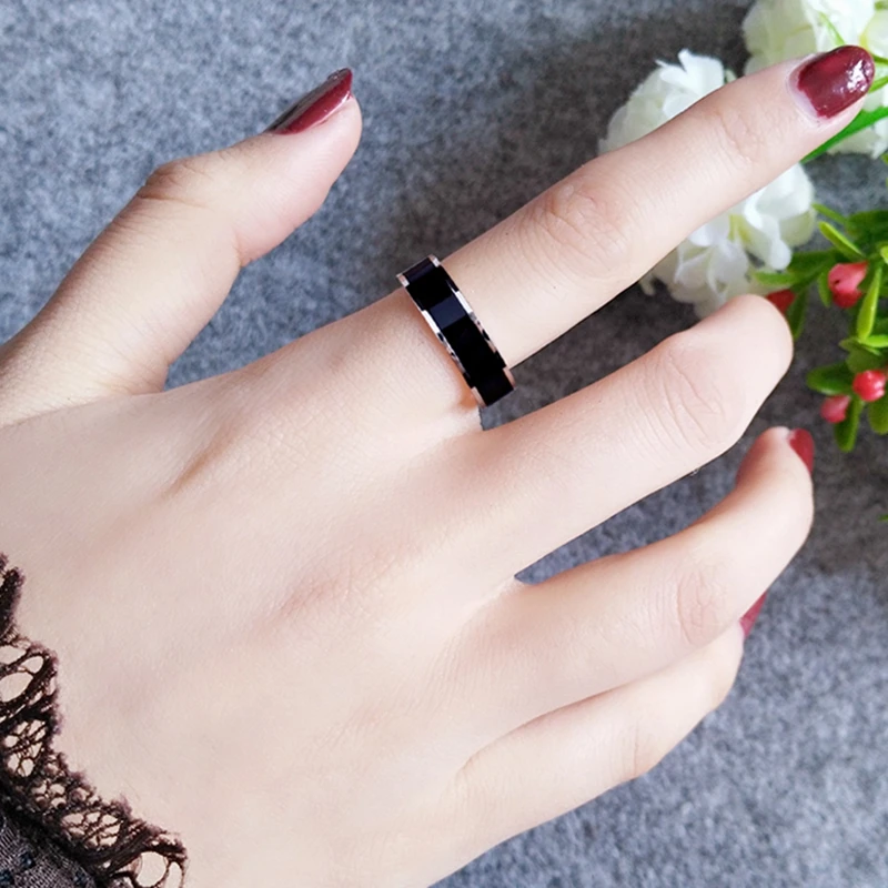 Classic Black White Ceramic Titanium Steel Lovers Simple Finger Rings for Women/Men Cubic Wedding Engagement Custom name finger ring wedding rings ring set couples rings wedding ring
