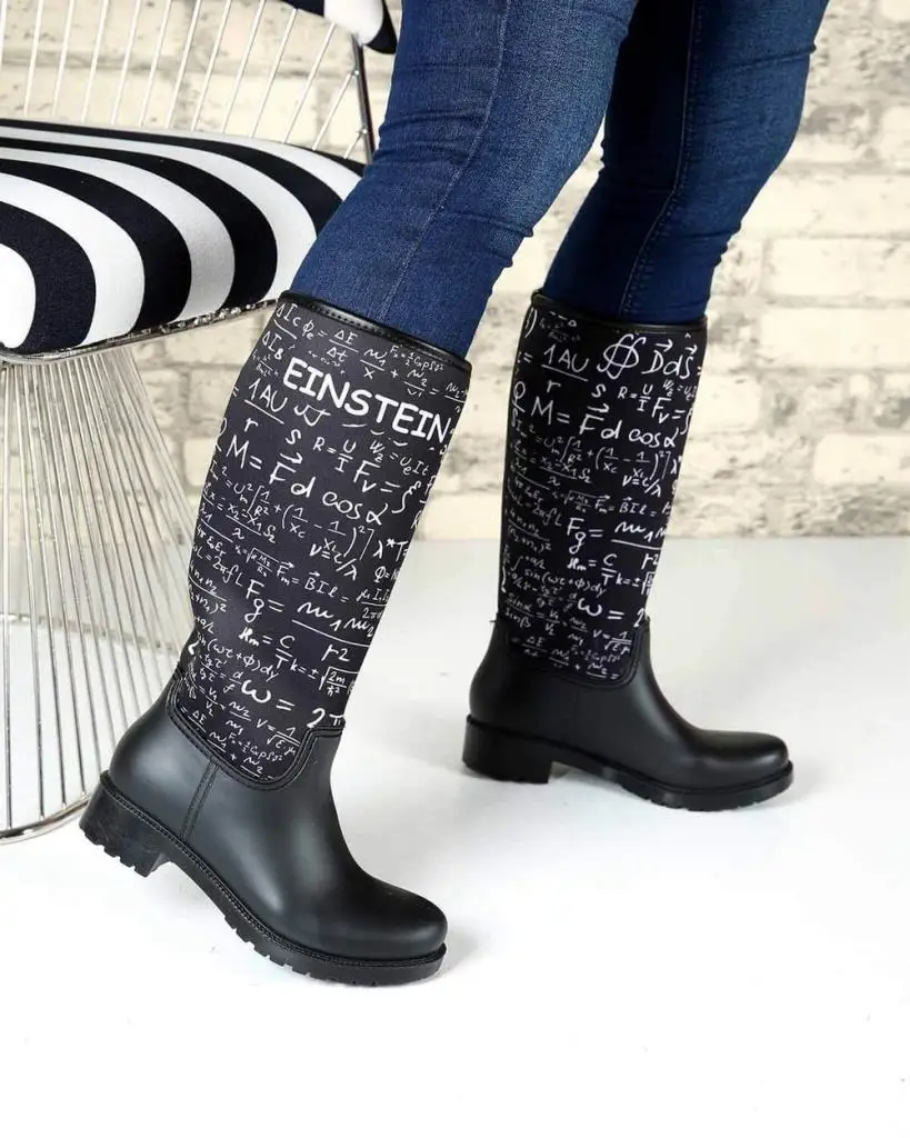 

Mosimoso Women's Ankle Height Boot Rainbo Black Color Paint Women Rain Boot