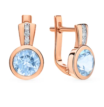 

Gold earrings with Topaz and diamonds sunlight sample 585