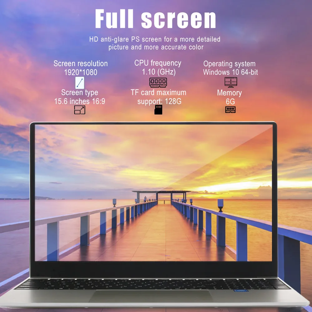14 дюймовый ноутбук Intel N3350 четырёхъядерный 6 ГБ + 64 Гб SSD Windows 10 студенческий нетбук
