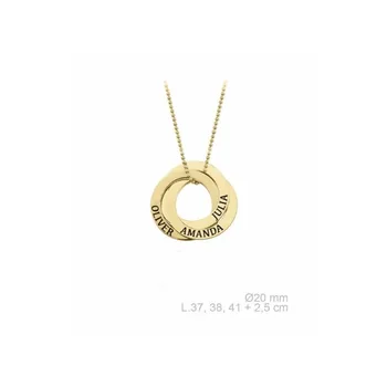 

Silver hoops necklace gold with three names customizable