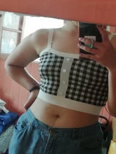 Simple Tops Camis Buttons Club Spaghetti Knitting Plaid HELIAR Sexy Women Solid Ladies