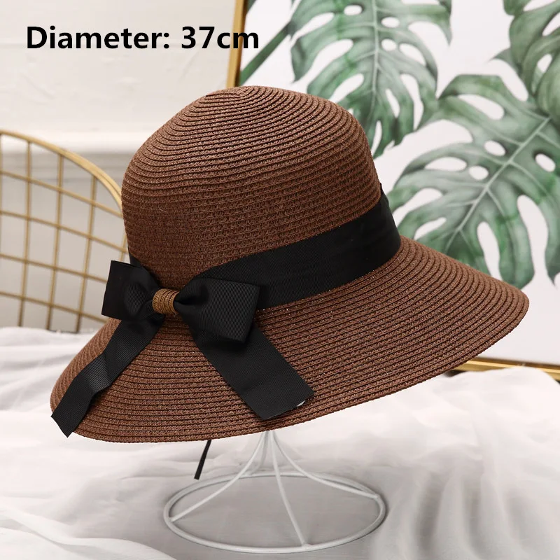 brown 80 см Женская мода большая шляпа от солнца пляжная анти-УФ Защита от солнца Складная соломенная крышка большой складной зонт пляжная шляпа - Цвет: brown