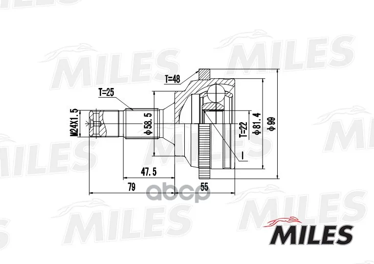 Шрус Peugeot 206 1.6 00- Нар.(Abs) Miles Ga20374 Miles арт. GA20374
