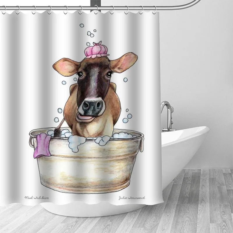 

Красочные занавески для душа с рисунком коровы, обычная ткань для ванной комнаты, Полиэстеровая занавеска для душа высокого качества