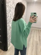 Sweater Pullovers Mock-Neck Beige Purple Winter Green 8-Colors High-Quality Women C-232