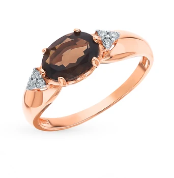 

Silver ring with раухтопазами and cubic zirconia sunlight sample 925