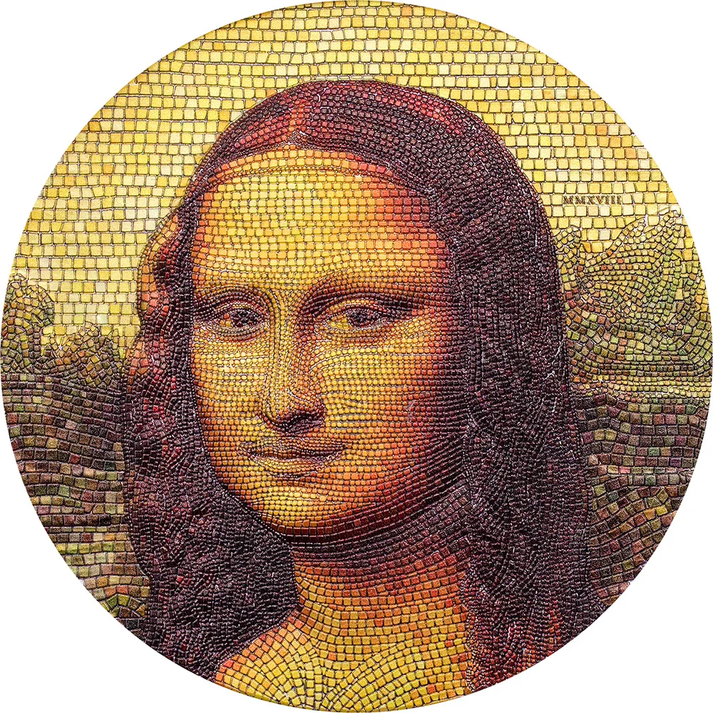 MONA LISA Monna Leonardo Da Vinci Great Micromosaic Passion 3 Oz Серебряная монета 20$ Palau