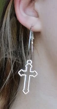 Cruz hueca-pendientes colgantes de Metal, joyería, Pendientes de gota geométricos, Harajuku, AXYD