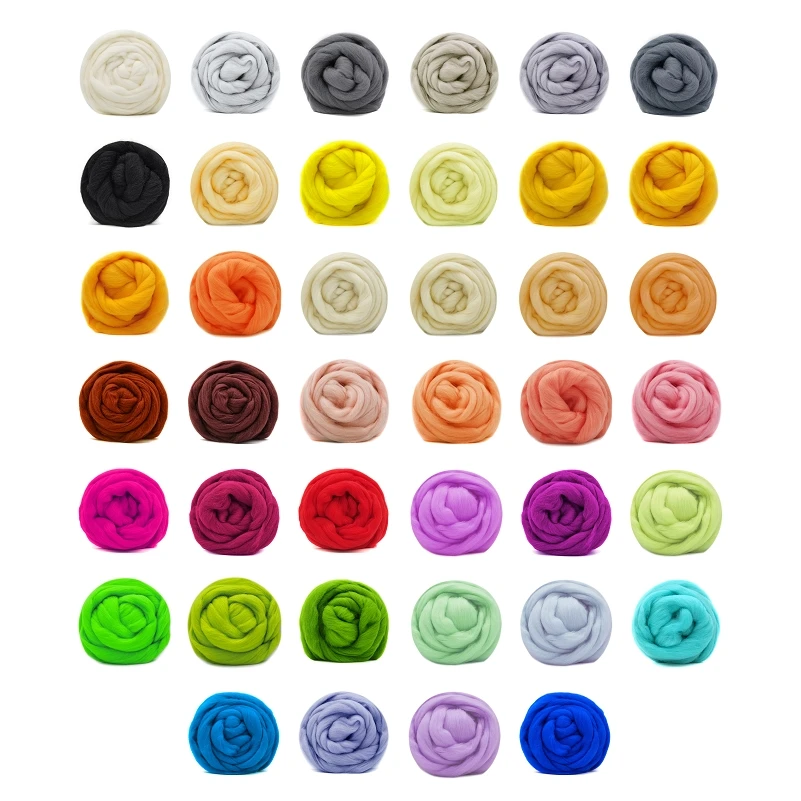 10g Felting Wool (40 Colors) 19 Microns Super Soft Natural Fiber Value Pack for Needle Kit 0.35 OZ Per Color | Дом и сад