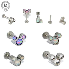 1 шт. G23 Титан и сталь опал губная серьга Бар кольцо кубический циркон шпилька для уха спираль винт подходит топ 16 г модные ювелирные изделия