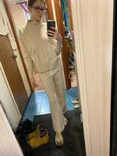 Womens Outfits Tracksuit-Set Pants Two-Piece-Set Knitted Yedinas Korean Winter Casual