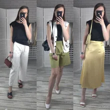 Blusa elegante de seda satinada para oficina, camisa básica de talla grande para mujer, color caqui, 2021