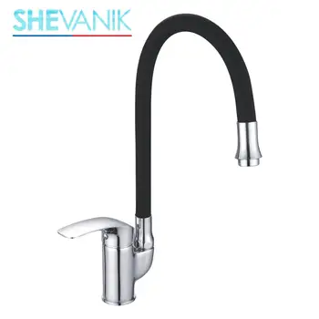 

SHEVANIK kitchen faucet with nut and flexible spout, brass kitchen faucet, brass flexible faucet, spout 360 °,black flexible mixer,silicone spout,tap water with splashes in the kitchen S5543-3