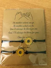 Pulsera hecha a mano con colgante de girasol para mujer, brazalete con cadena de cuerda entrelazada, para amigos y enamorados