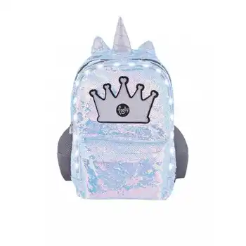 

Backpack Big Crown White/Silver With Led Light and Reversible Sequins