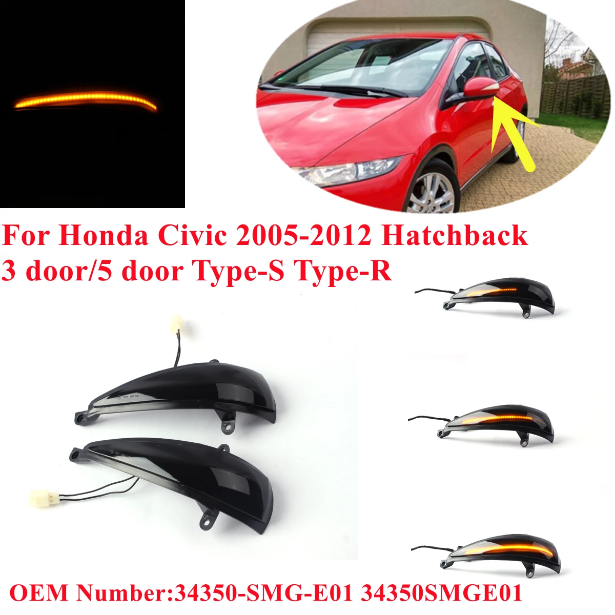 Для Honda Civic 2005-2012 хэтчбек 3 двери/5 двери Type-S Type-R Динамический светодиодный