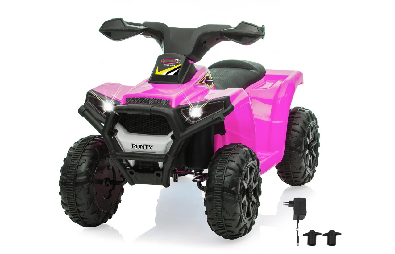 Mini Quad RUNTY de Jamara. Moto eléctrica 6V - Incluye Luces delanteras y Sonido. 4 ruedas. Color rosa. Juguete niño y niña.