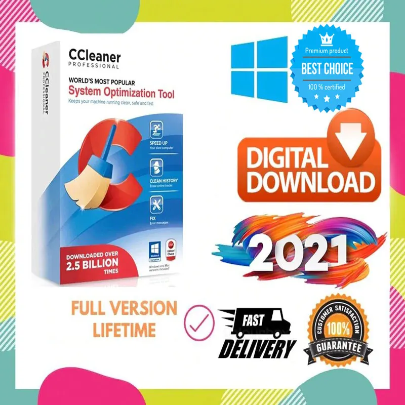 CCleaner-limpiador profesional Plus 5, para viento, uso de por vida, 64/32