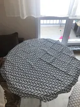 Round Tablecloth Cover Linen Christmas-Tree-Pattern Washable Nordic Cotton Stripe 