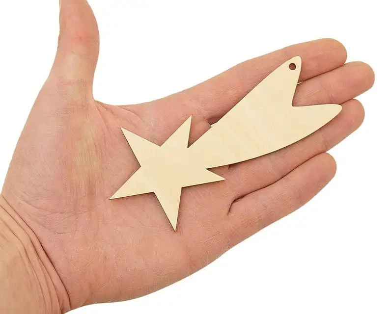 

Wooden falling Star (12cm) Shape Craft Hanging Tag Decoration Gift Laser Cut With Hole 0418