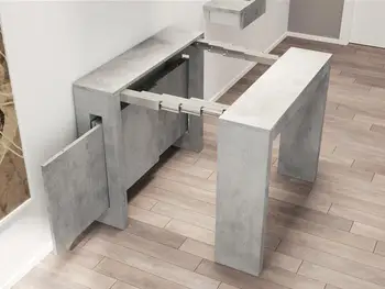 

Maximum for 10 people dining Table, console transformable and extendable 120 cm wide with aluminum rails