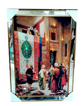 

Ultra Luxury Silvery Mirrored Illuminated Ottoman Sultan Canvas Painting 70 * 100 Cm