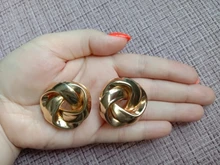 Dangle-Earrings Charm Spiral Maxi-Statement Metal-Twisted Za Vintage Women Gold-Color