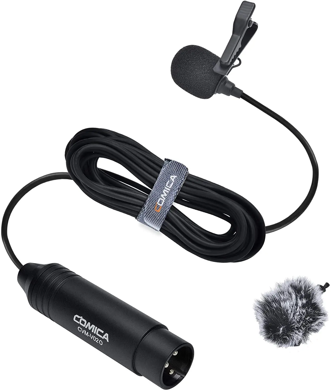 Comica CVM-V02O Omni XLR Lavalier Microphone Phantom Power Lapel Mic for Canon for Sony for Panasonic Camcorders Video Recording 