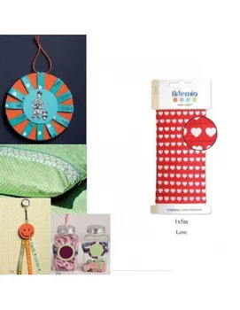 

RIBBON DECORATED FOR SCRAPBOOKING 1CM X 5 METERS MODELS OF HEARTS