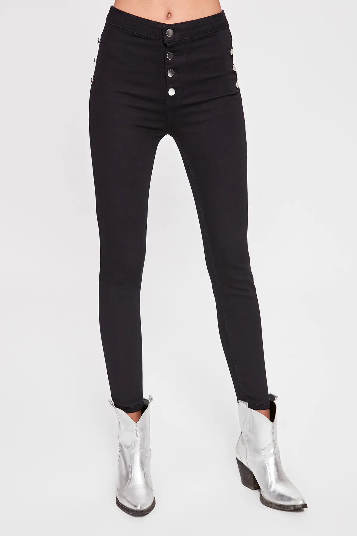 Trendyol/облегающие джинсы с высокой талией и пуговицами TWOAW20JE0276