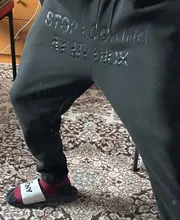 Pantalones de chándal para hombre y mujer, pantalón de chándal con estampado de hiphop, cintura alta, ropa de calle Hippie