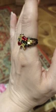 Anillo de Plata de Ley 925 con forma de flor y hoja para mujer, sortija, zirconia, circonita, Color negro, dorado, rojo, dos colores