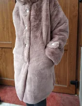 Coat Hooded Long-Fur-Coat Faux-Rabbit-Fur Winter Women Thick New Warm Loose Female Large-Size
