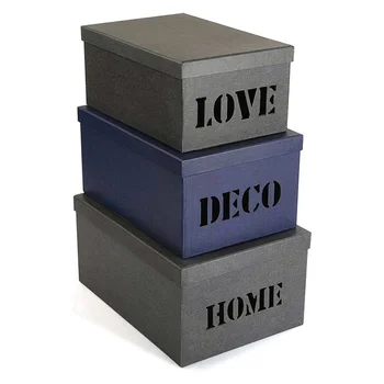 

Set of Stackable Organising Boxes Cardboard (3 Pieces) (22 x 15 x 31 cm)