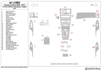

Interior lining for Toyota Corolla 2009-UP. Set L1685.