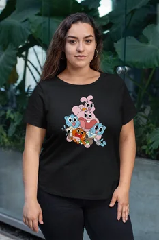 

Angemiel Wear Gumball Family Black Women Cotton Large Size T-Shirt