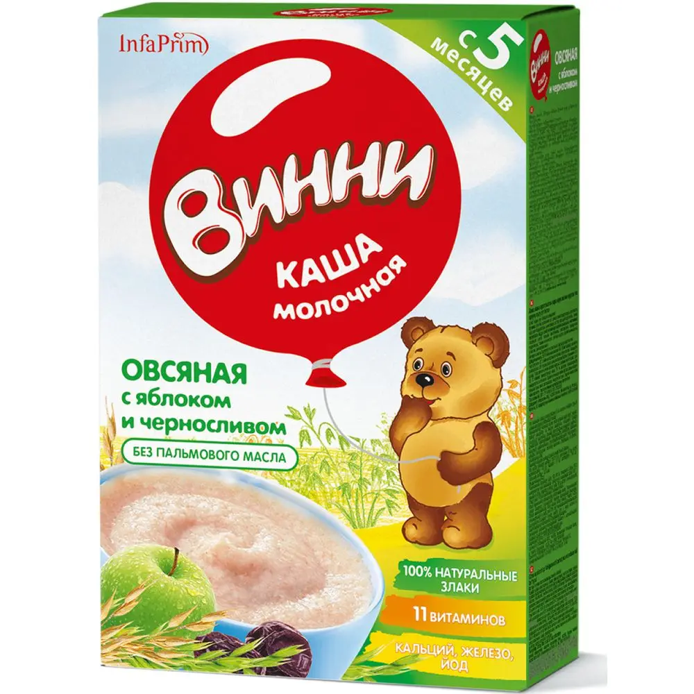 Каша молочная Винни овсяная с яблоком и черносливом 5 мес. 200 гр | Мать ребенок