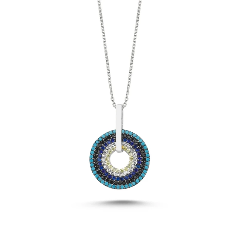 

Silver 925 Sterling Society Eye Zircon Cubic Zirconia Movable Ring Necklace