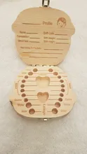 1PC español inglés español-inglés español portugués español-bebé caja de dientes de madera Organizador de los dientes de leche de recoger los dientes cordón Umbilical salvar regalos para niños chicos chicas