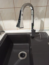 Tap Kitchen Faucet Pull-Out Cold-Water-Mixer Single-Hole-Handle Swivel Hot Black 360-Degree