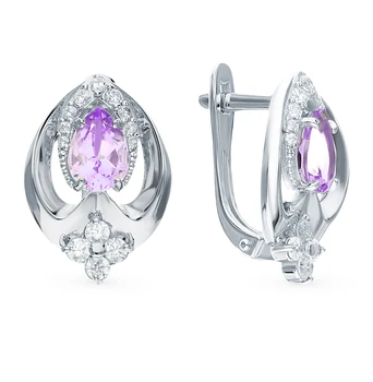 

Silver earrings with amethyst and cubic zirconia sunlight