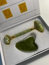 Rodillo masajeador Facial raspado Guasha Natural, doble cabezal, piedra de Jade, Estiramiento Facial, cuerpo, cuello delgado, herramientas de masaje de elevación fina