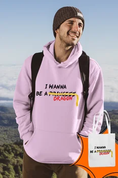 

Angemiel Wear I Wanna Be A Dragon Pink Male Hooded Sweatshirt Bags Kombin