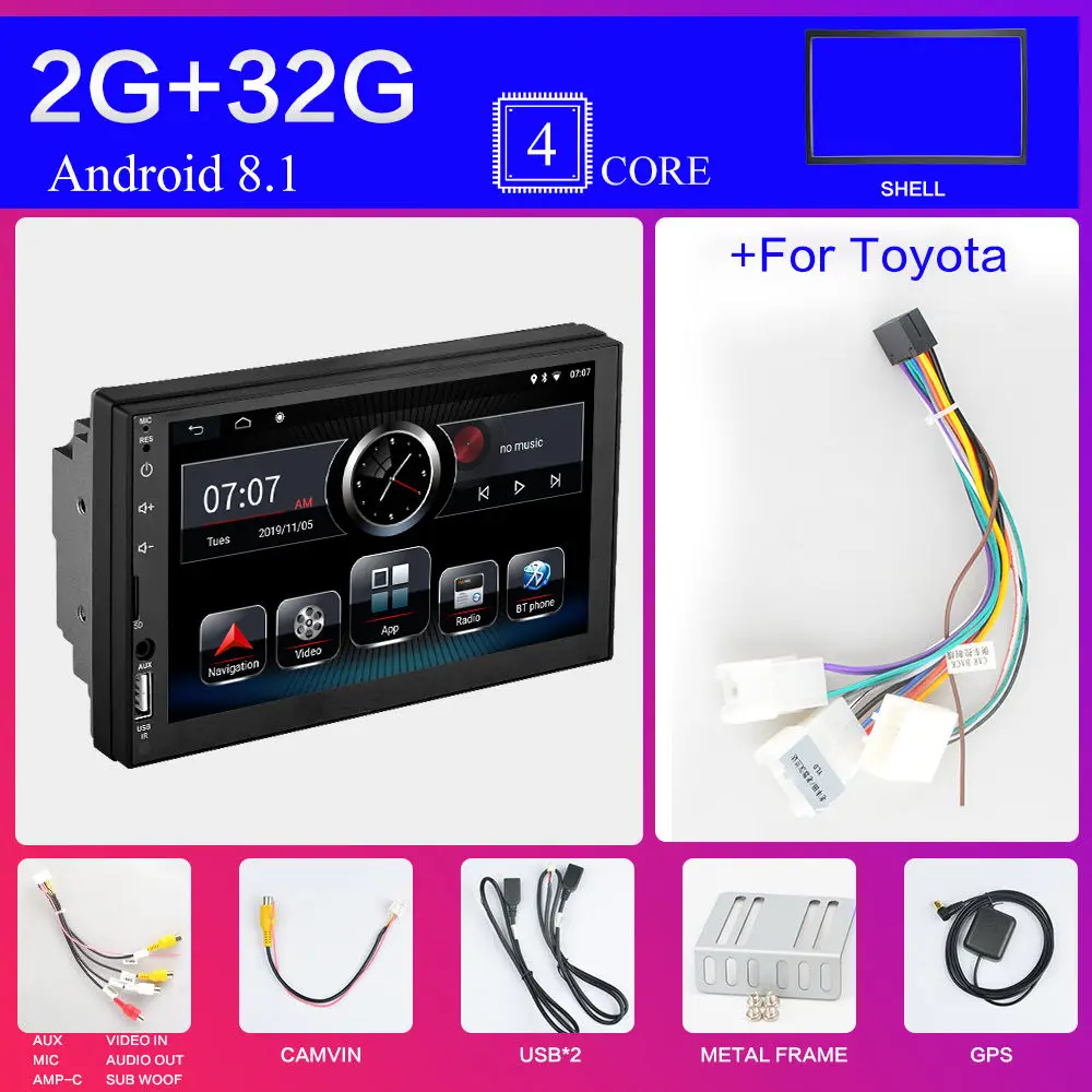Красный 2DIN Android автомобильный мультимедийный плеер авторадио ram 2G rom 16G 3 2G 64G WiFi FM AM RDS DAB ISDB tv автомобильный аудио радио 2 Din навигация - Цвет: Красный
