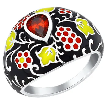 

Sokolov ring grapes with enamel and cubic zirconia