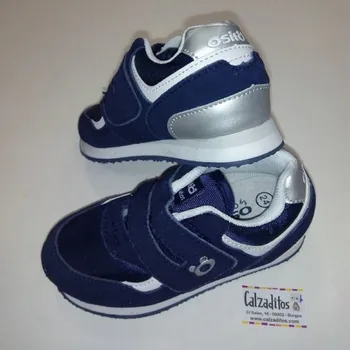 

Trainers in leather split leather and nylon in navy and white with velcro, Bear by Conguitos