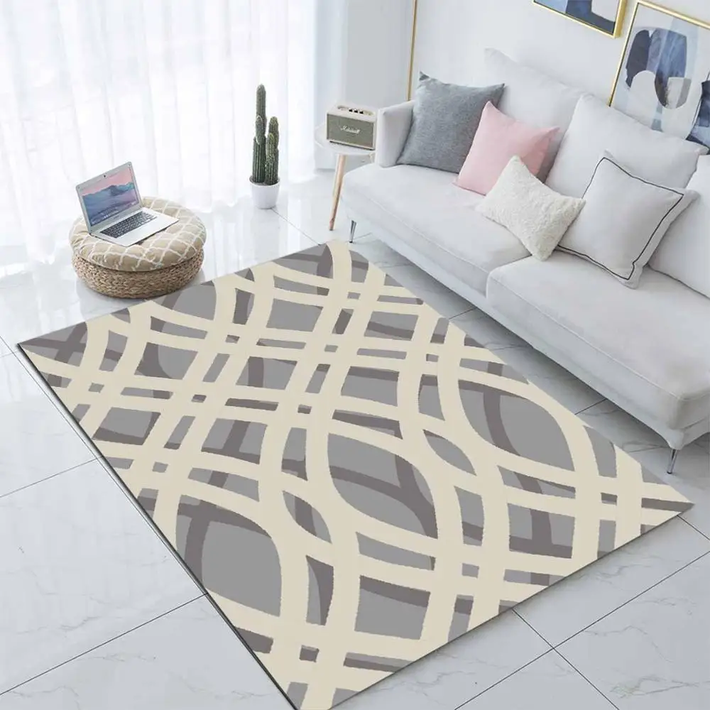 Серый и белый цвета волны Nordec скандинав 3d принт Нескользящая микрофибра Гостиная декоративный современный моющийся коврик