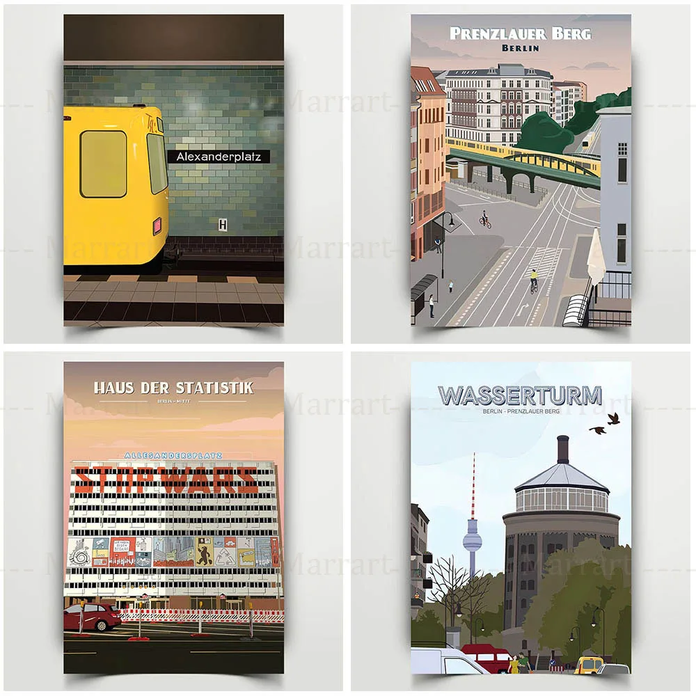 

Дорожный плакат Choriner Str прензенлоер Берг и Александрийская площадь метро Берлин печать Декор городской пейзаж настенный художественный Принт без рамки